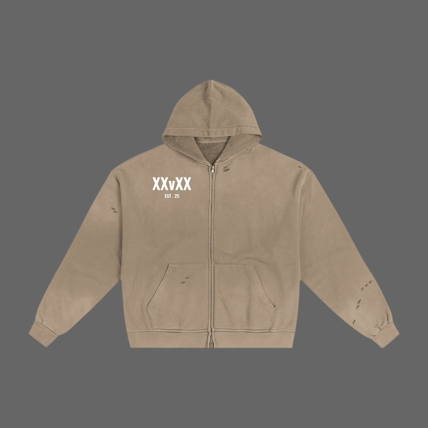 XXVXXX Essential Hand-Frayed Sunfade Zip Hoodie