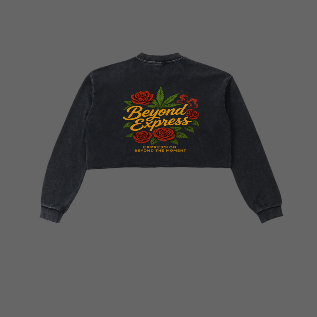 Snow Washed Raw Edge Cropped Sweatshirt