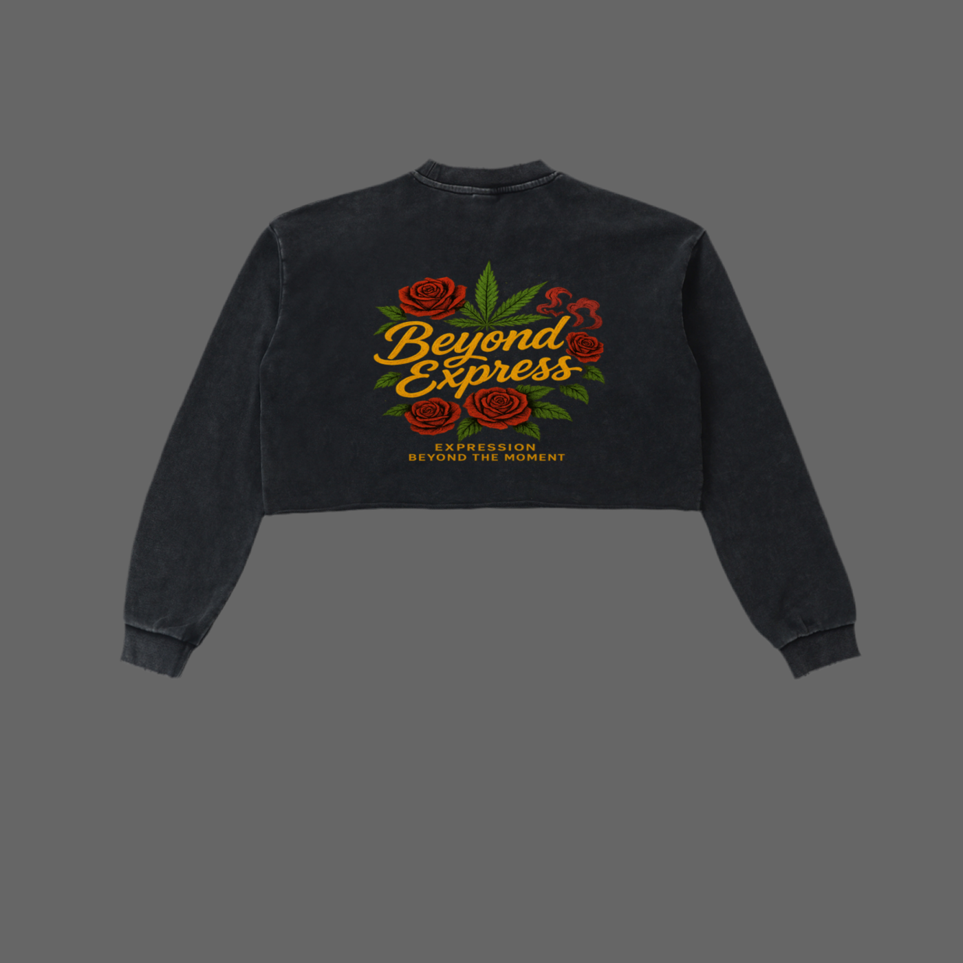 Snow Washed Raw Edge Cropped Sweatshirt