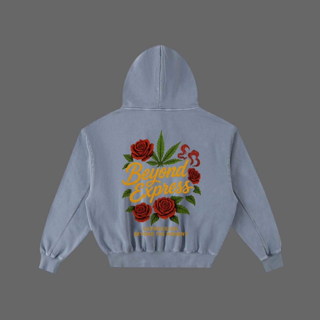 Frayed Enzyme Washed Fleece Hoodie
