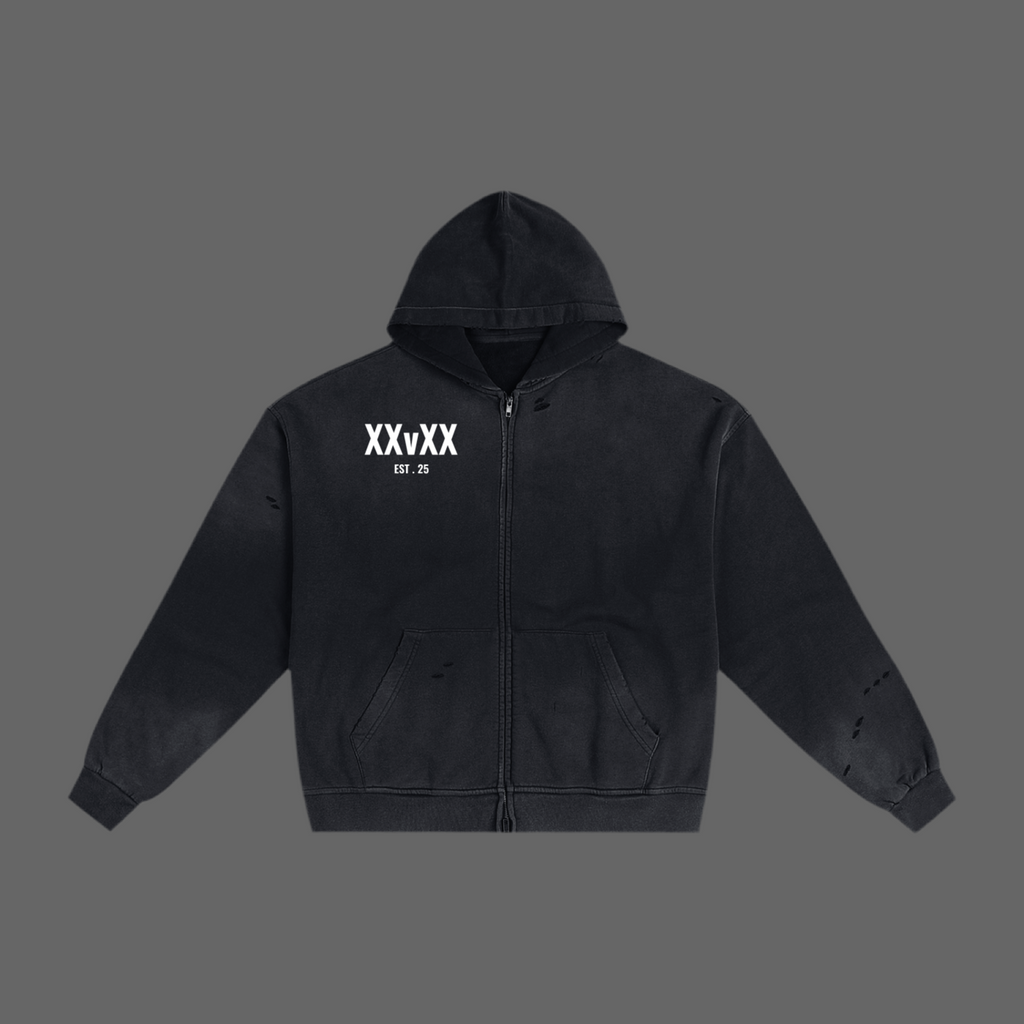 XXVXXX Essential Hand-Frayed Sunfade Zip Hoodie