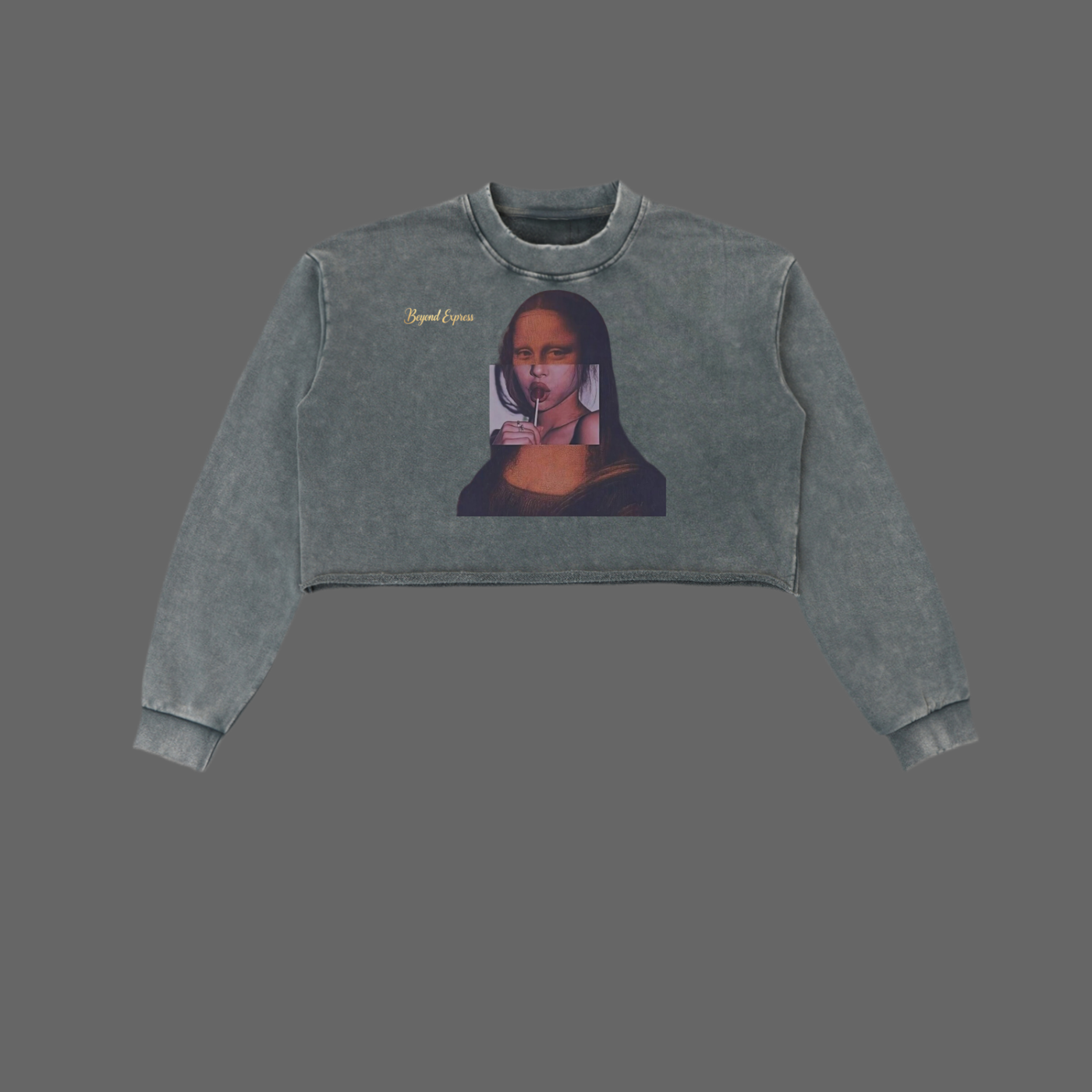 Snow Washed Raw Edge Cropped Sweatshirt