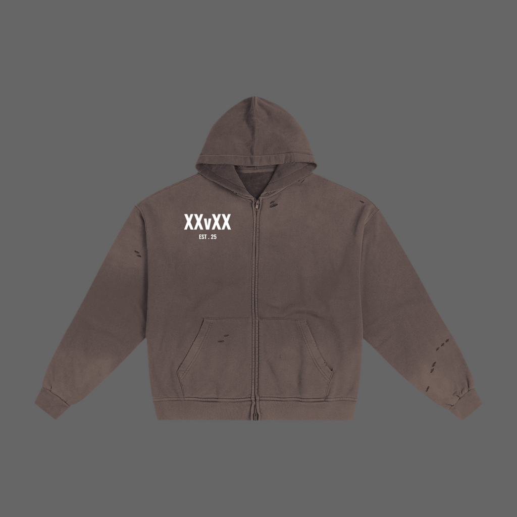 XXVXXX Essential Hand-Frayed Sunfade Zip Hoodie