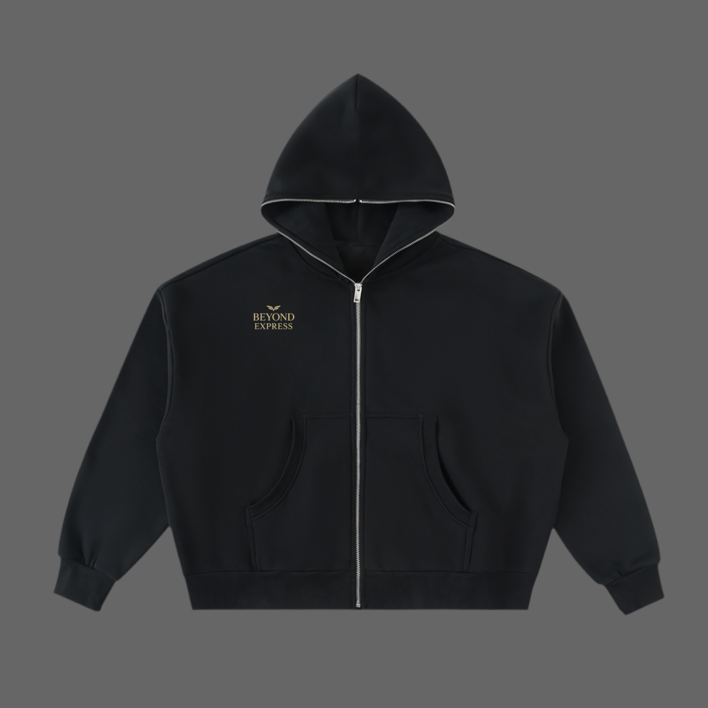 Fleeced Full-Zip Boxy Hoodie