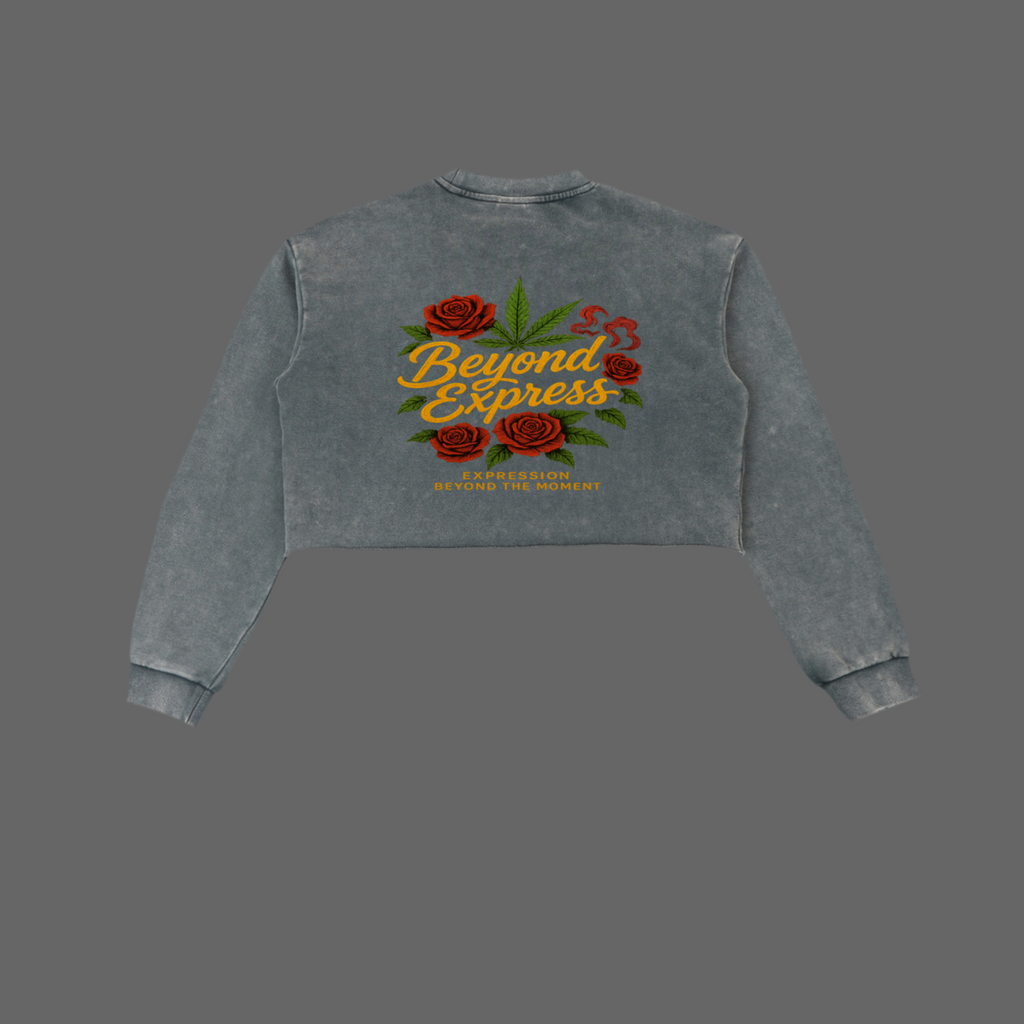 Snow Washed Raw Edge Cropped Sweatshirt