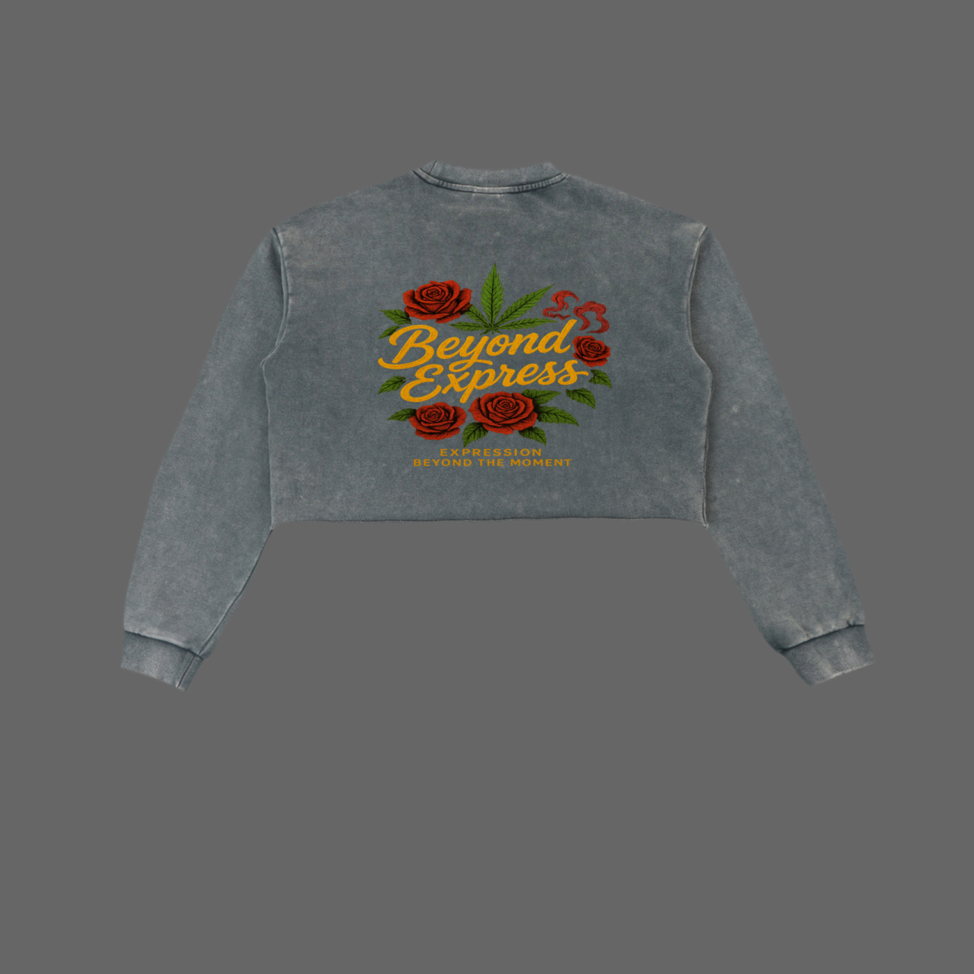 Snow Washed Raw Edge Cropped Sweatshirt