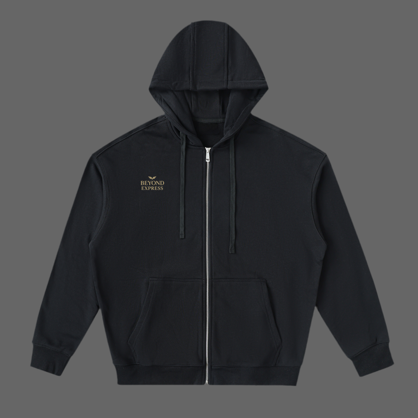 Drop-Shoulder Zip Up Hoodie