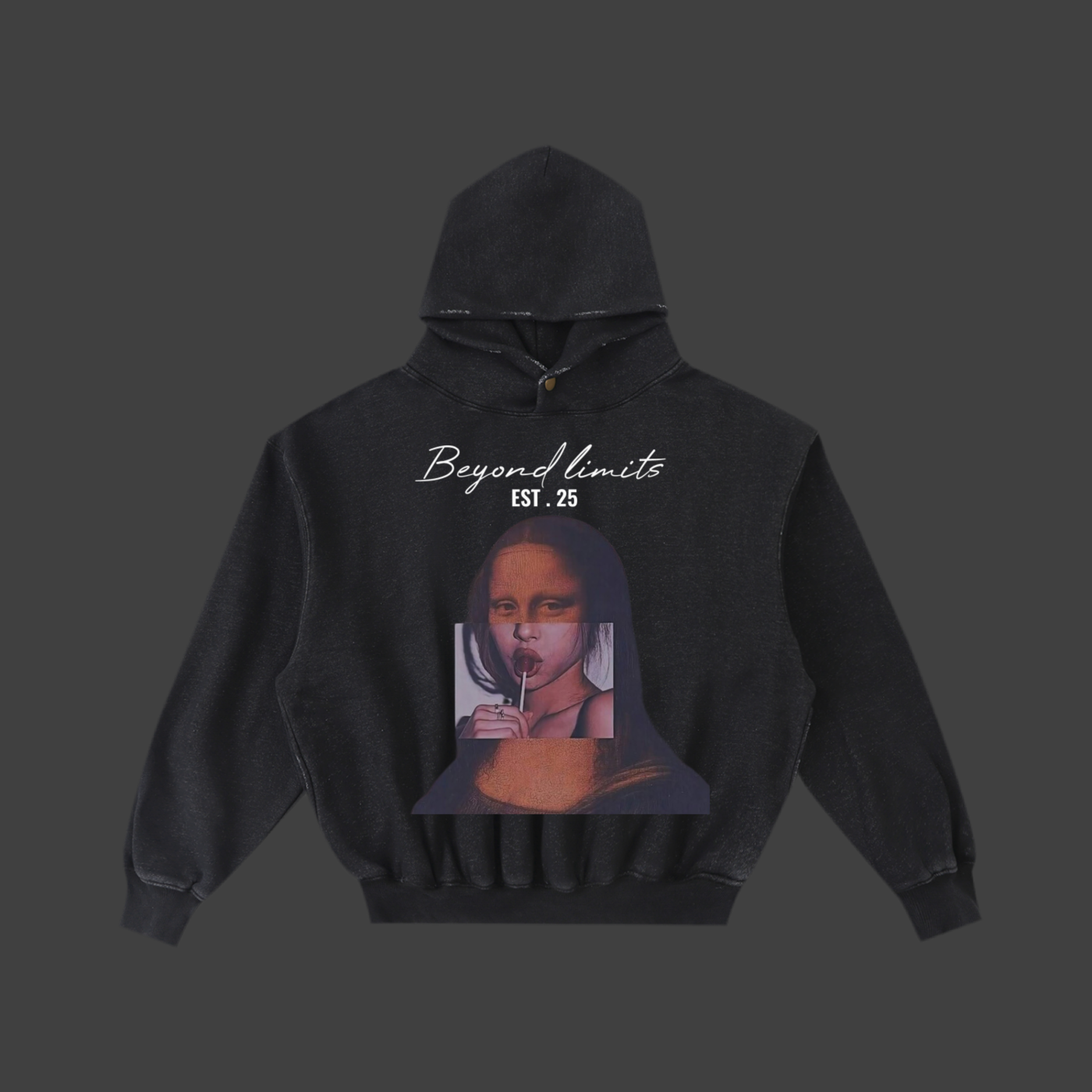 Frayed Enzyme Washed Fleece Hoodie
