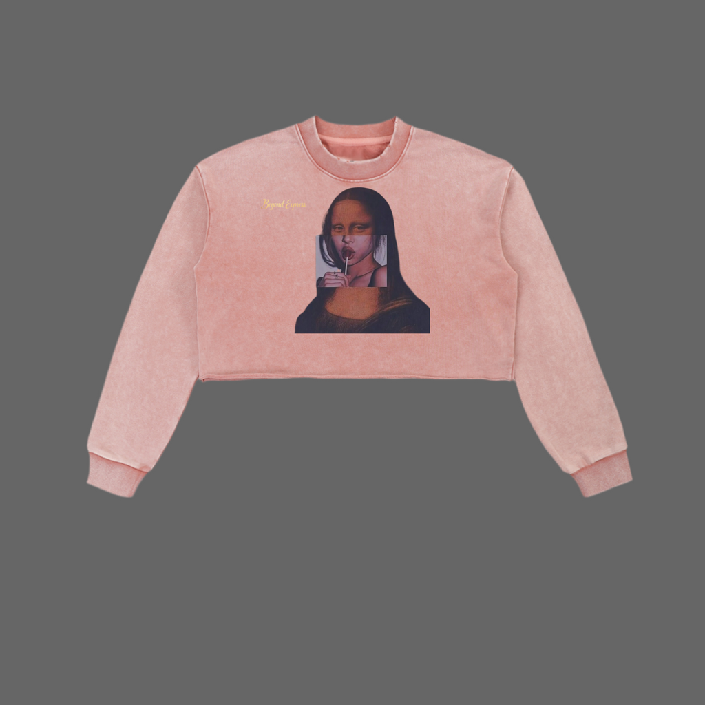Snow Washed Raw Edge Cropped Sweatshirt
