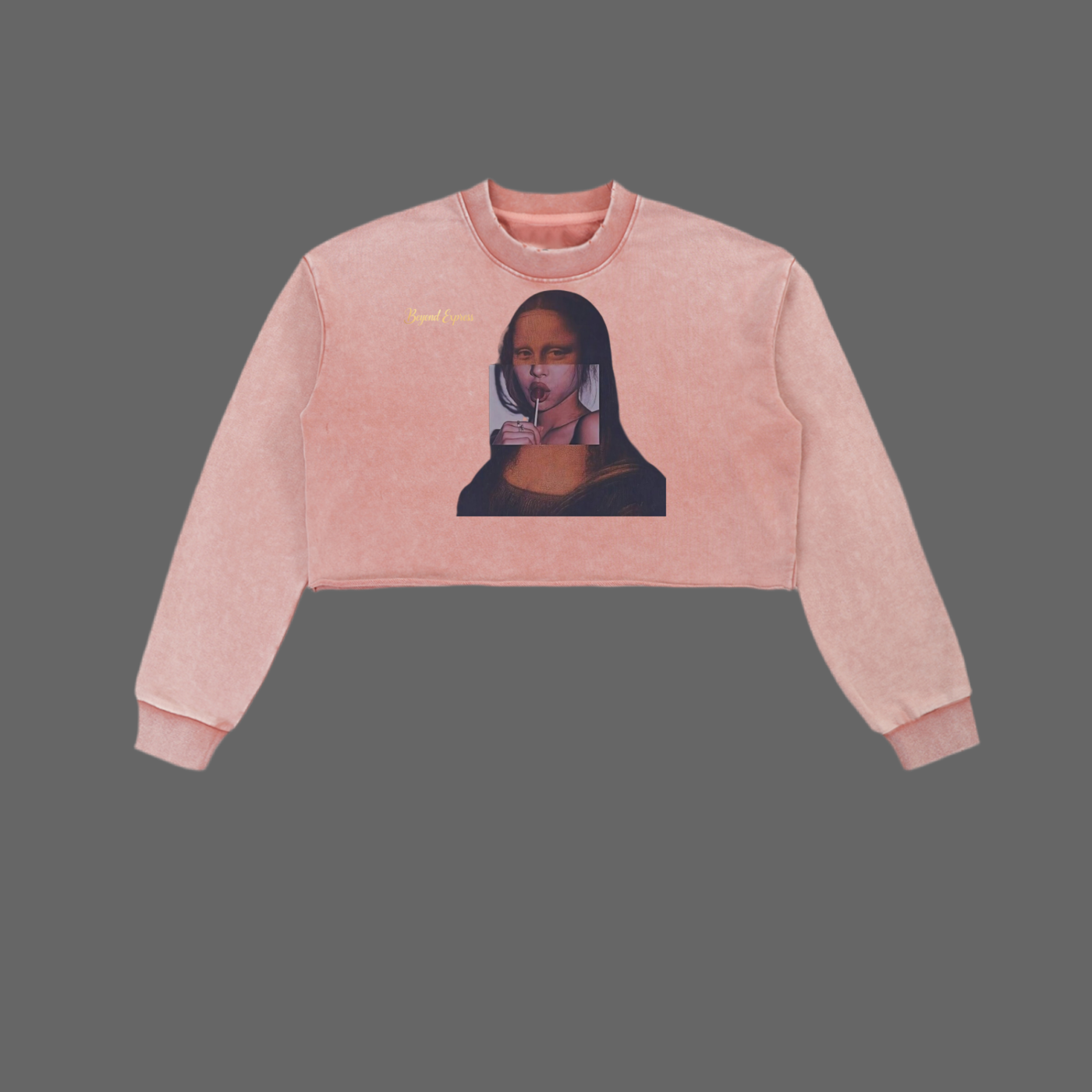 Snow Washed Raw Edge Cropped Sweatshirt