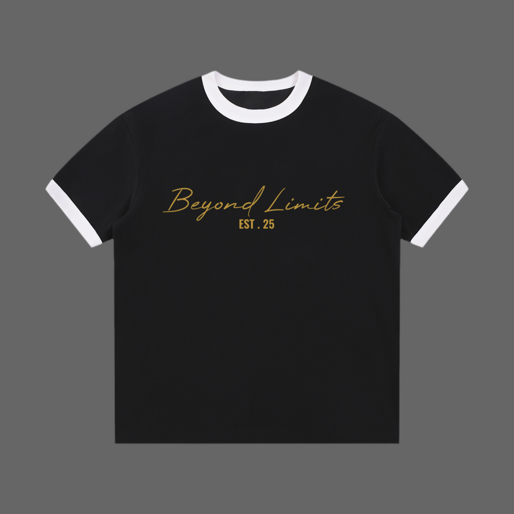 Contrast Edge Ribbed Crewneck T-Shirt