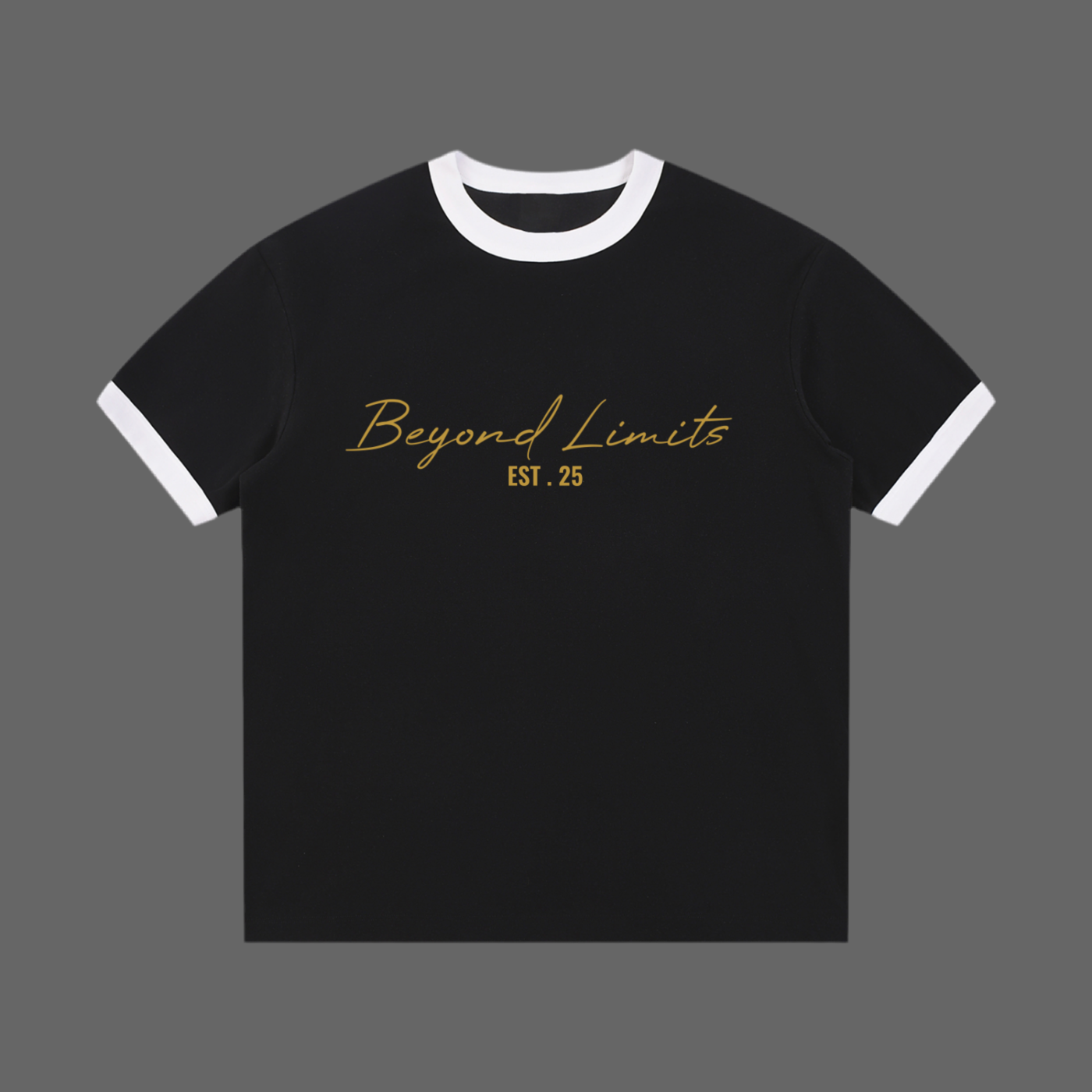 Contrast Edge Ribbed Crewneck T-Shirt
