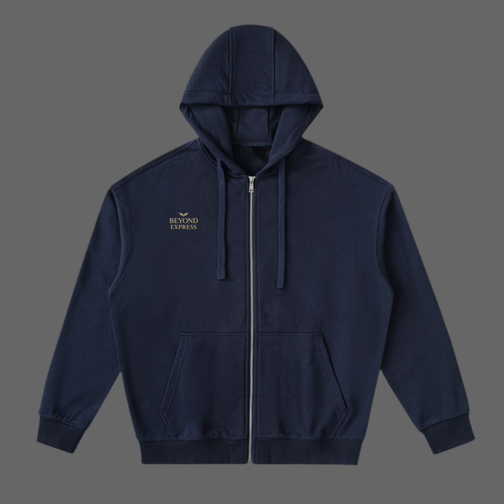 Drop-Shoulder Zip Up Hoodie