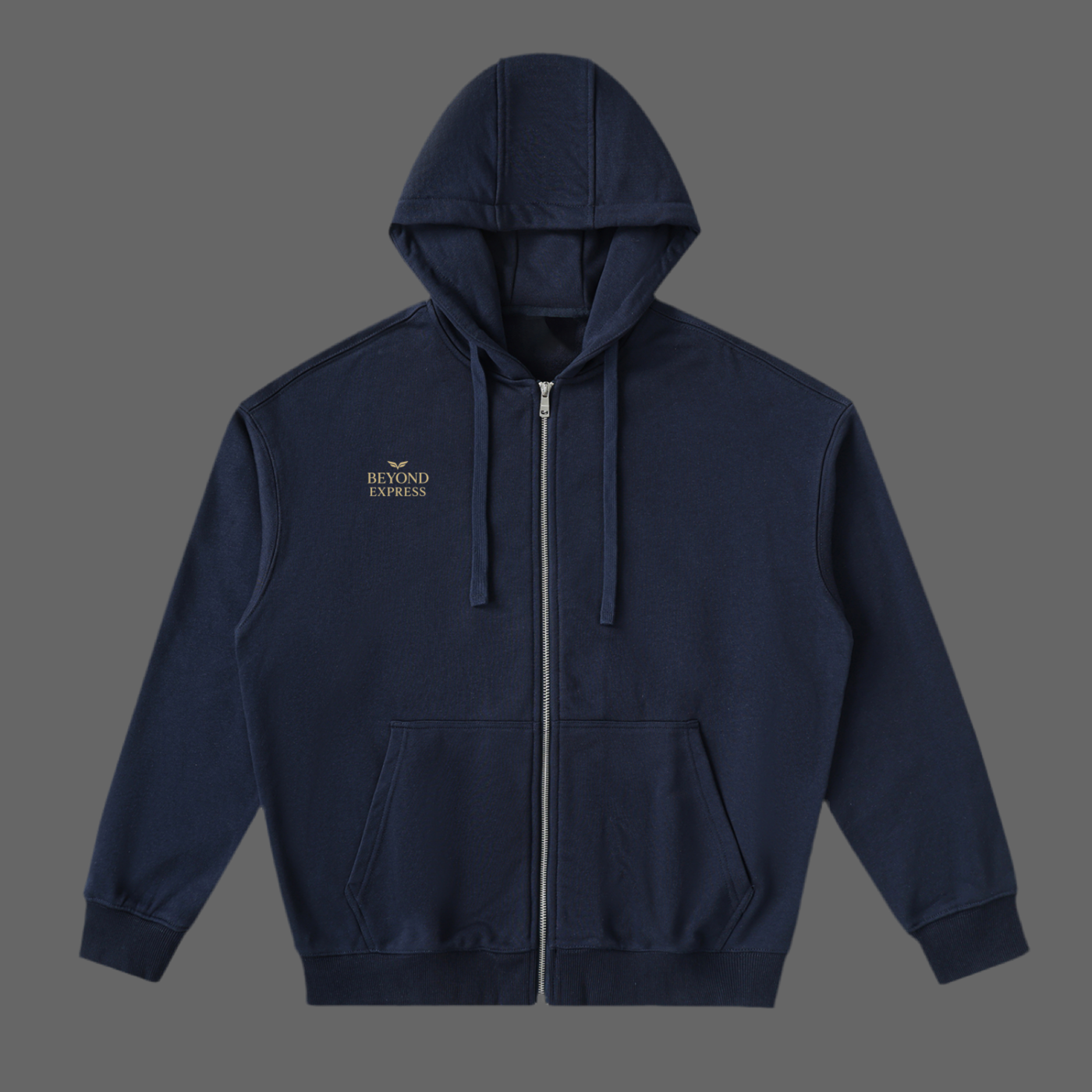 Drop-Shoulder Zip Up Hoodie