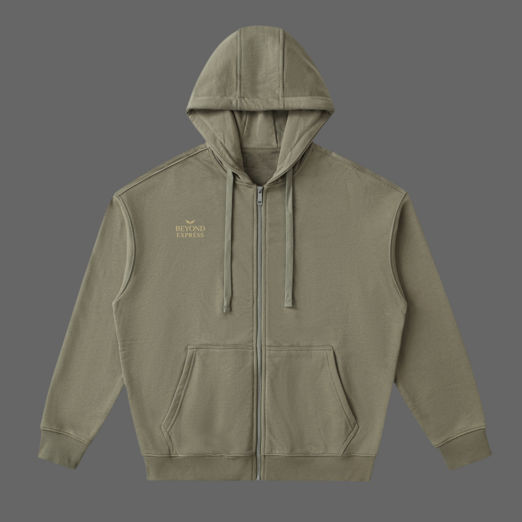 Drop-Shoulder Zip Up Hoodie