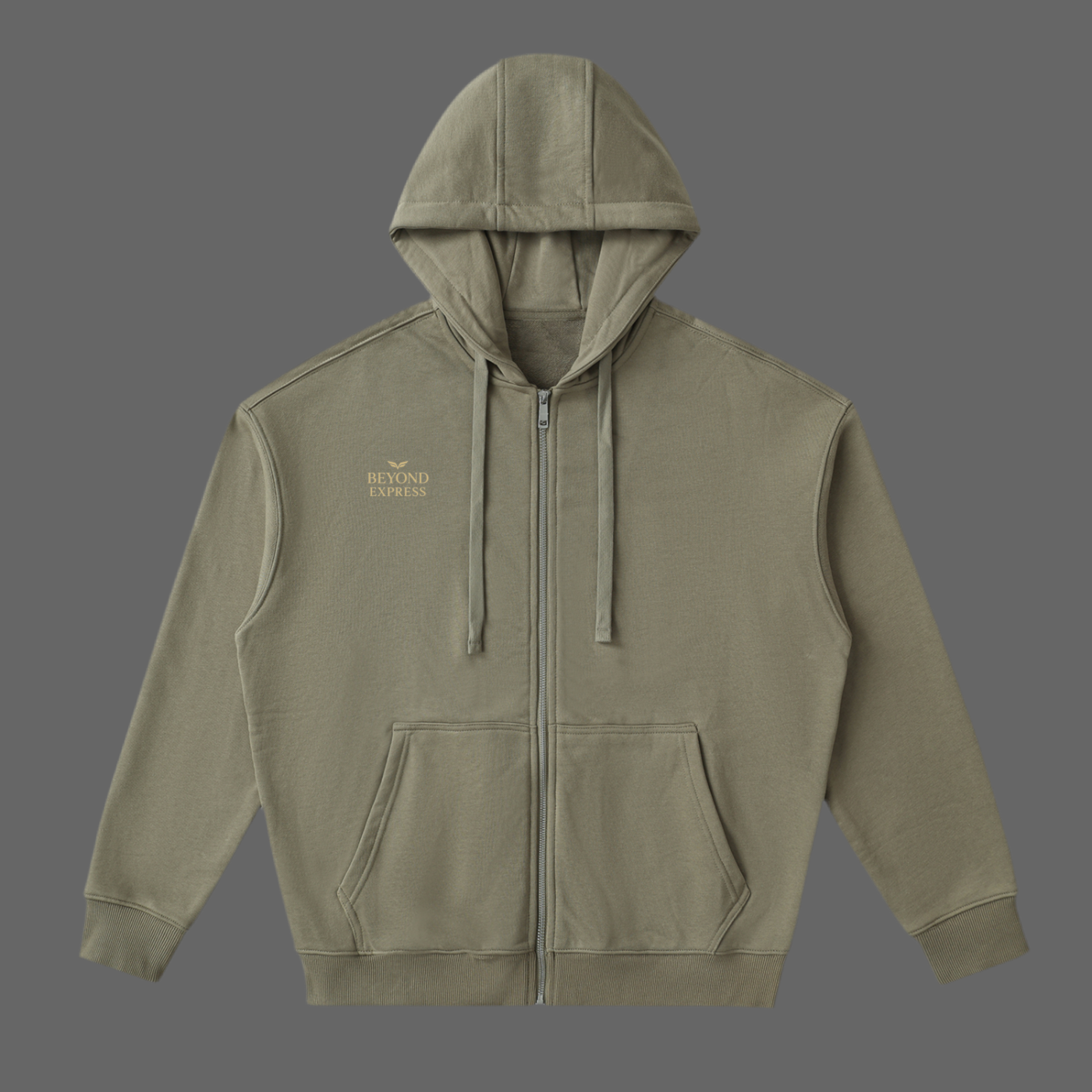 Drop-Shoulder Zip Up Hoodie