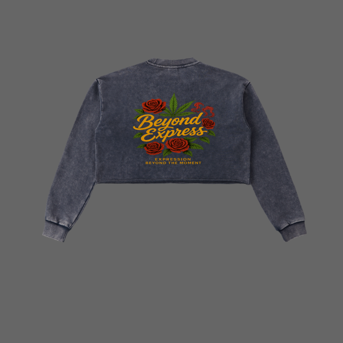 Snow Washed Raw Edge Cropped Sweatshirt
